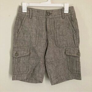 CAbi Women's Size 0 Linen Weave Brown Cargo Bermuda Shorts